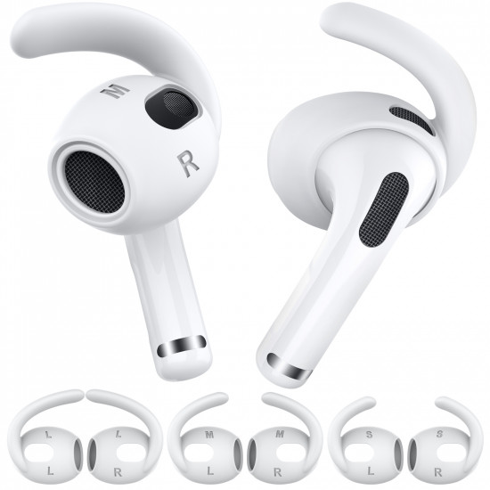 Ahastyle - PT-60-3 矽膠耳鉤 適用於 AIRPODS 3 (大/中/小 三組入附收納套) - 白色