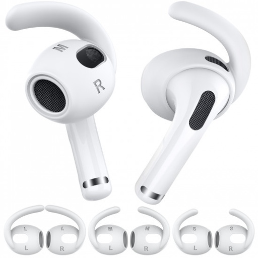 Ahastyle - PT-60-3 矽膠耳鉤 適用於 AIRPODS 3 (大/中/小 三組入附收納套) - 白色