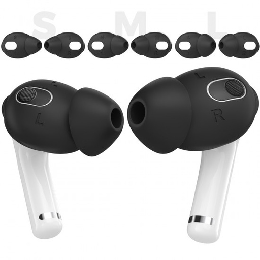 Ahastyle - PT-66-3 矽膠耳罩 適用於 AIRPODS 3 (大/中/小 三組入附收納套) - 黑色