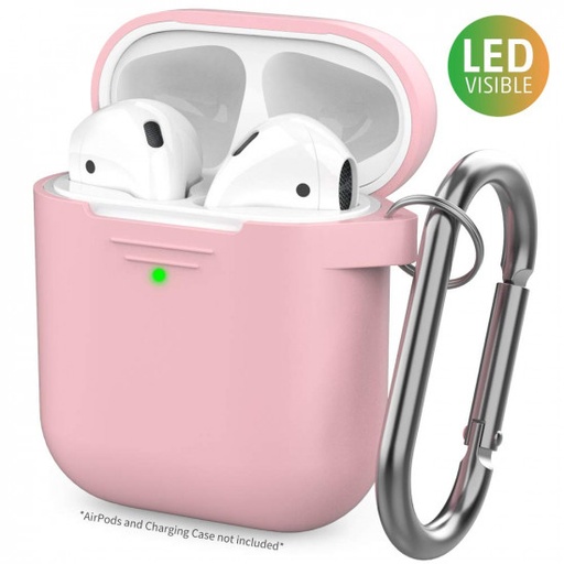 AhaStyle - PT06 升級AirPods有機矽便攜式保護套 [前面LED可見]兼容Apple AirPods 2＆1 - 粉紅色