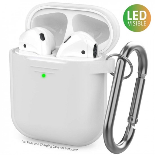 AhaStyle - PT06 升級AirPods有機矽便攜式保護套 [前面LED可見]兼容Apple AirPods 2＆1 - 透明色