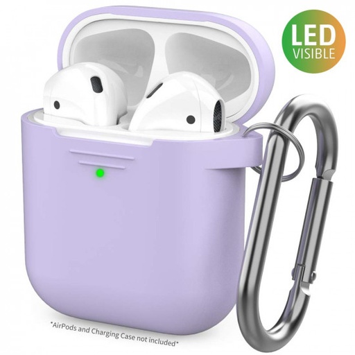 AhaStyle - PT06 升級AirPods有機矽便攜式保護套 [前面LED可見]兼容Apple AirPods 2＆1 - 薰衣草
