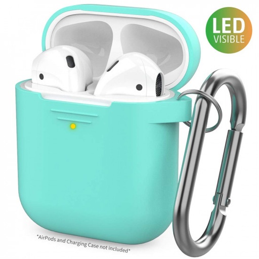 AhaStyle - PT06 升級AirPods有機矽便攜式保護套 [前面LED可見]兼容Apple AirPods 2＆1 - 薄荷綠