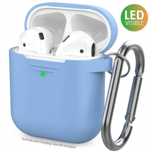 AhaStyle - PT06 升級AirPods有機矽便攜式保護套 [前面LED可見]兼容Apple AirPods 2＆1 - 天藍色
